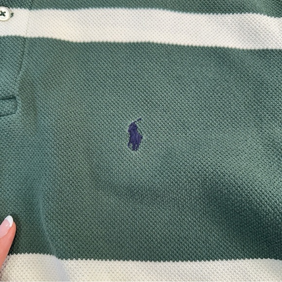 Polo Ralph Lauren mens essential cotton polo classic stripe knit shirt L green - Picture 8 of 8